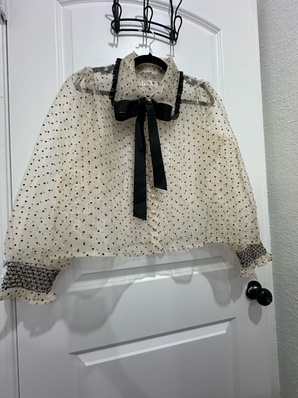 Mille Greta Sheer Tie Neck by Anthropologie Blouse SZ S - Picture 4 of 8